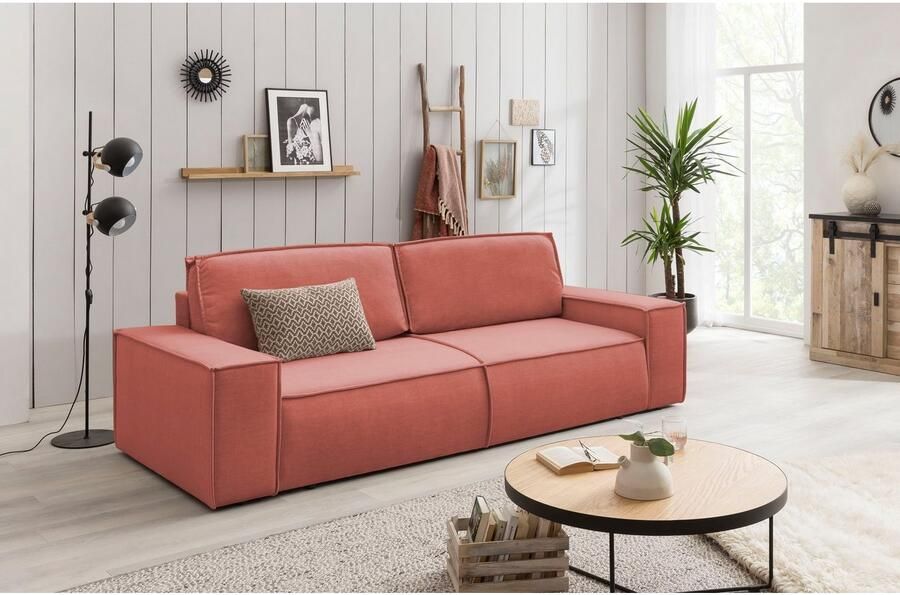 Home affaire 3-zitsbank SHERWOOD slaapbank (257 cm) ribfluweel velours vintage lederlook - Foto 6