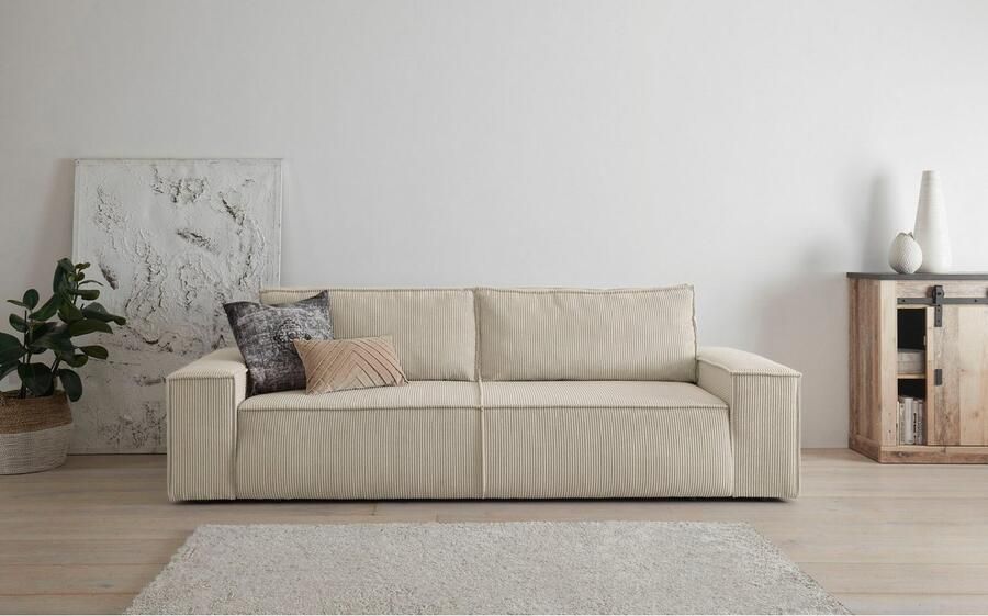 Home affaire 3-zitsbank SHERWOOD slaapbank (257 cm) ribfluweel velours vintage lederlook - Foto 13