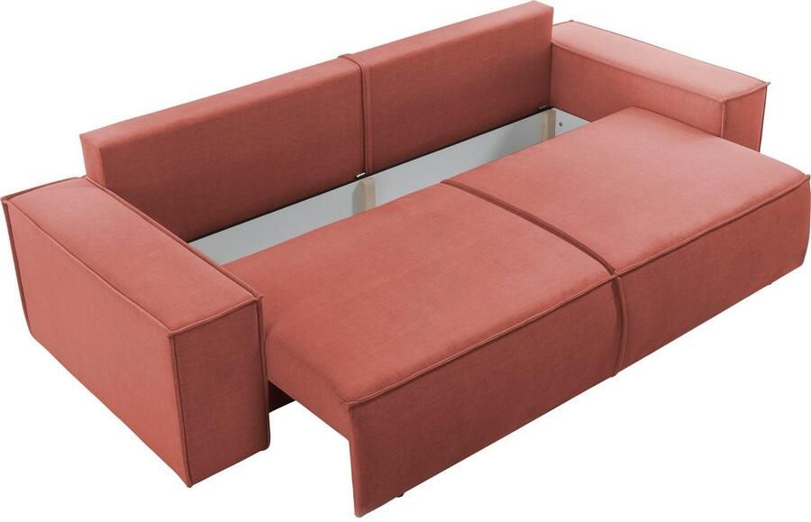 Home affaire 3-zitsbank SHERWOOD slaapbank (257 cm) ribfluweel velours vintage lederlook - Foto 7