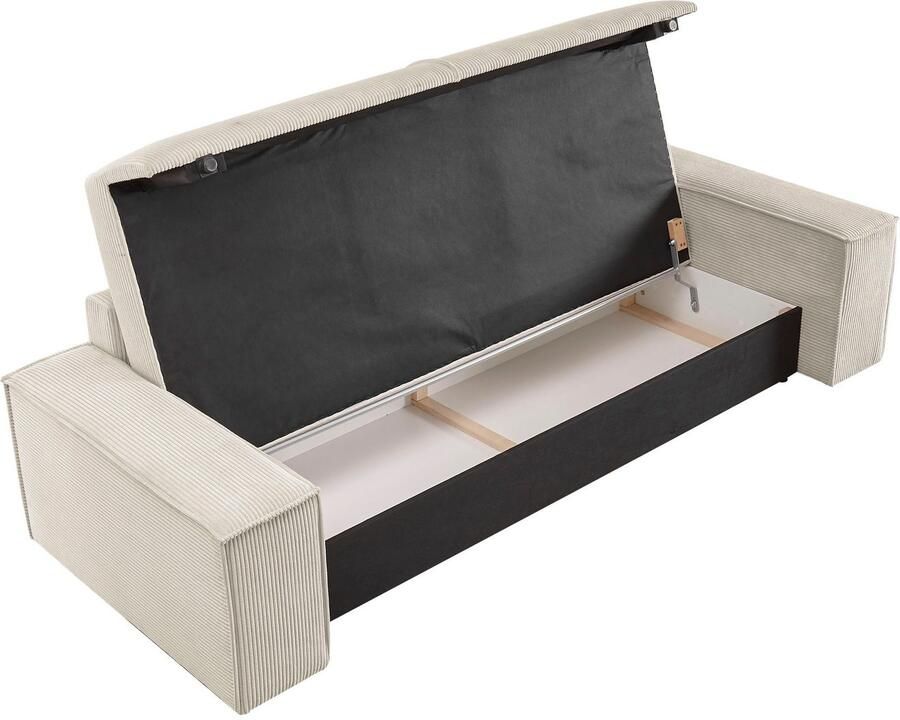 Home affaire 3-zitsbank SHERWOOD slaapbank (257 cm) ribfluweel velours vintage lederlook - Foto 6