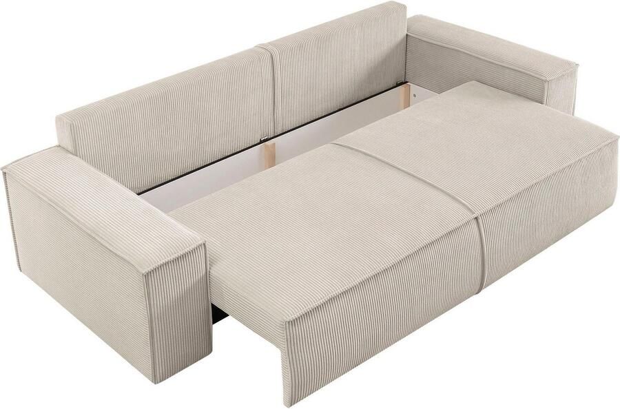 Home affaire 3-zitsbank SHERWOOD slaapbank (257 cm) ribfluweel velours vintage lederlook - Foto 11