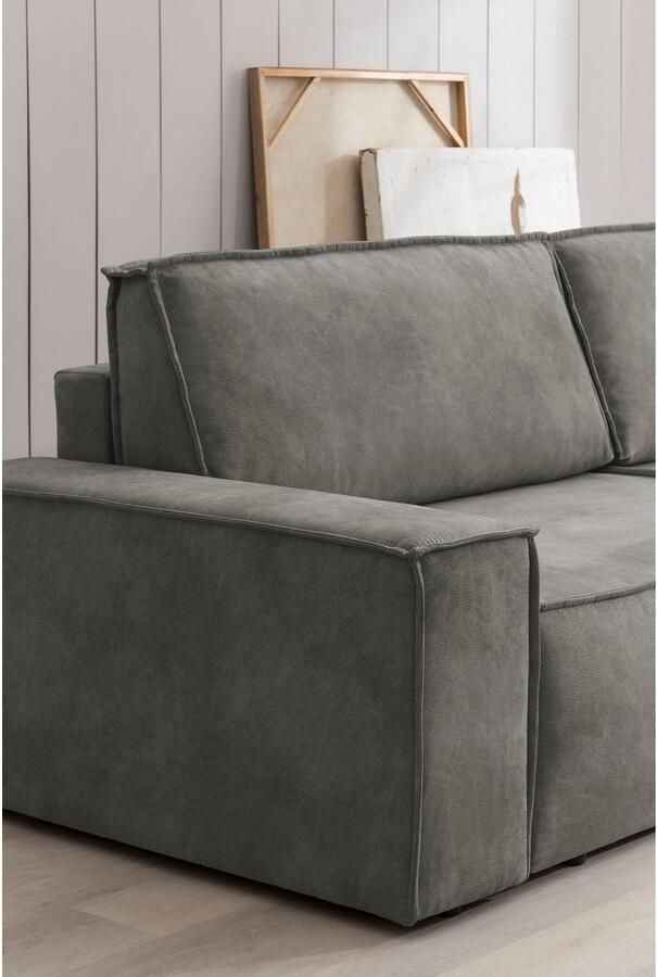 Home affaire 3-zitsbank SHERWOOD slaapbank (257 cm) ribfluweel velours vintage lederlook - Foto 5