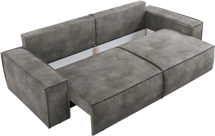 Home affaire 3-zitsbank SHERWOOD slaapbank (257 cm) ribfluweel velours vintage lederlook - Foto 8