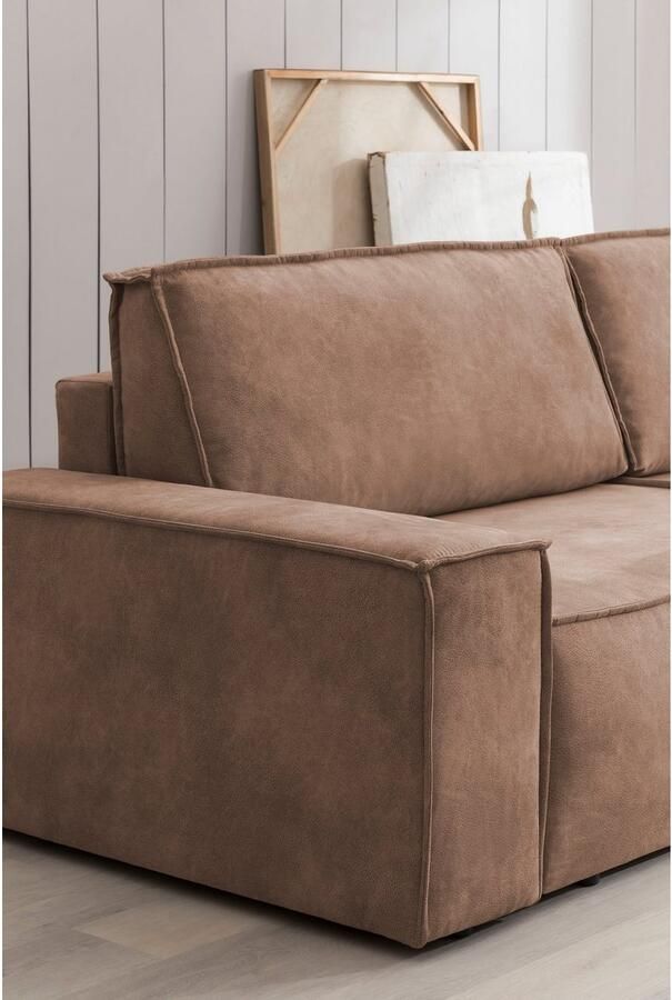 Home affaire 3-zitsbank SHERWOOD slaapbank (257 cm) ribfluweel velours vintage lederlook - Foto 5