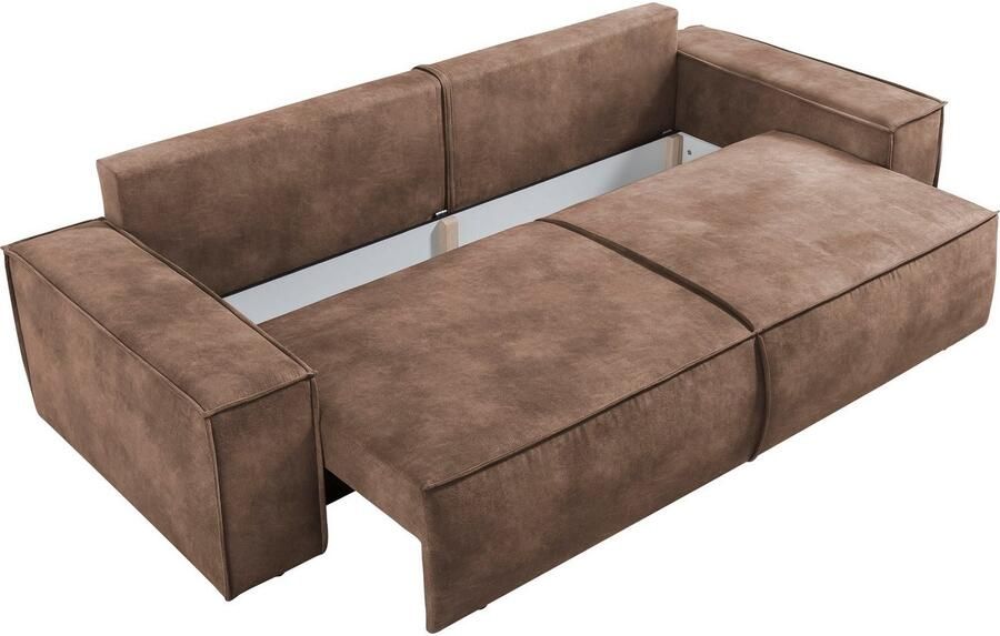 Home affaire 3-zitsbank SHERWOOD slaapbank (257 cm) ribfluweel velours vintage lederlook - Foto 7