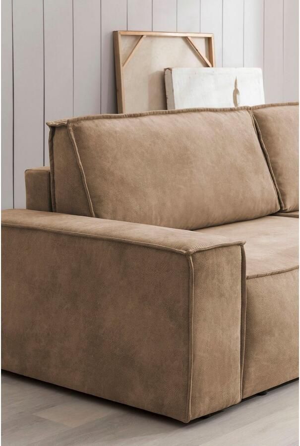 Home affaire 3-zitsbank SHERWOOD slaapbank (257 cm) ribfluweel velours vintage lederlook - Foto 4