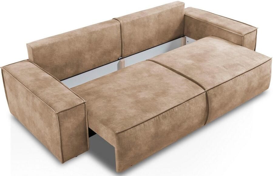 Home affaire 3-zitsbank SHERWOOD slaapbank (257 cm) ribfluweel velours vintage lederlook - Foto 7