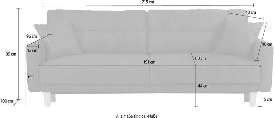 Home affaire 3-zitsbank TRIPLO optioneel slaapbank met bedlade afmetingen B D H: 215 100 89 cm - Foto 3