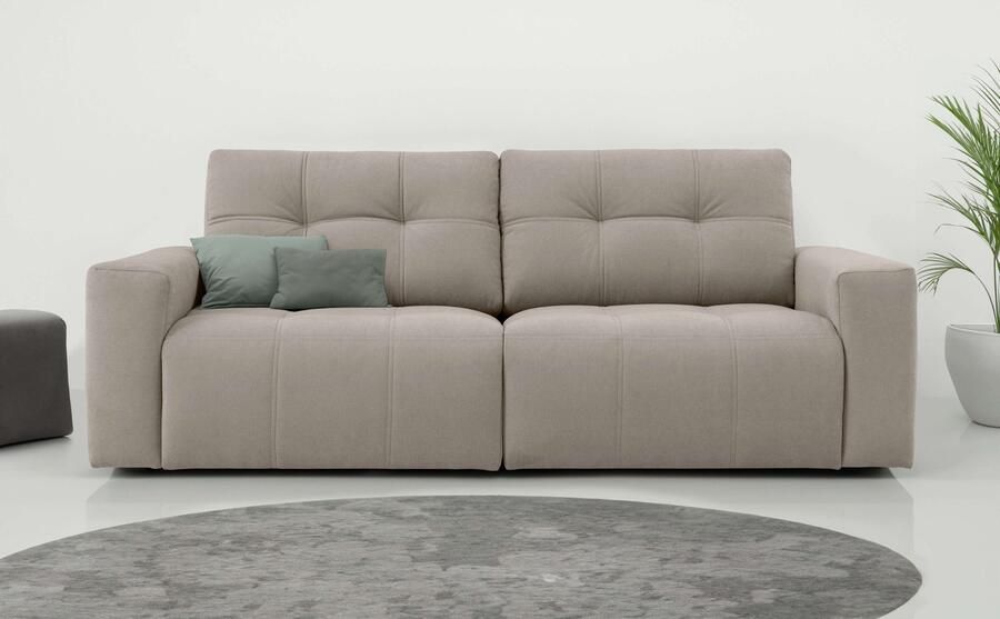 Home affaire 3-zitsbank Turnon lounge-sofa breedte 220 cm Chenille met knoop- en dubbele stiksels elegante uitstraling - Foto 7
