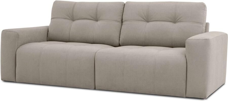 Home affaire 3-zitsbank Turnon lounge-sofa breedte 220 cm Chenille met knoop- en dubbele stiksels elegante uitstraling - Foto 4