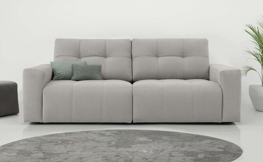 Home affaire 3-zitsbank Turnon lounge-sofa breedte 220 cm Chenille met knoop- en dubbele stiksels elegante uitstraling - Foto 6