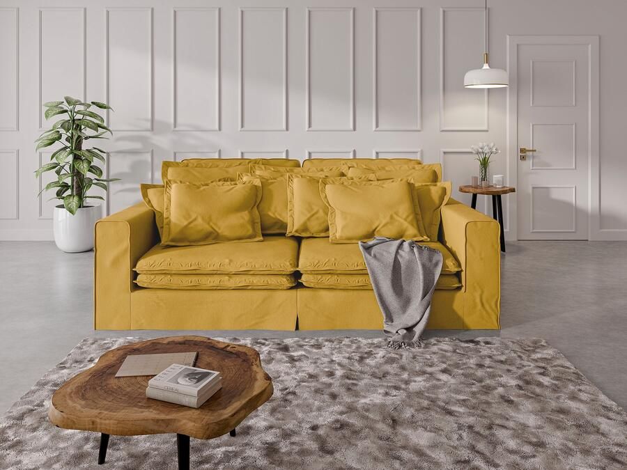 Home affaire 4-zitsbank ALISSAS met veel kussens biesjes aan de kussens Hoeslook met kleine zakken aan de zijkant voor opberging - Foto 6