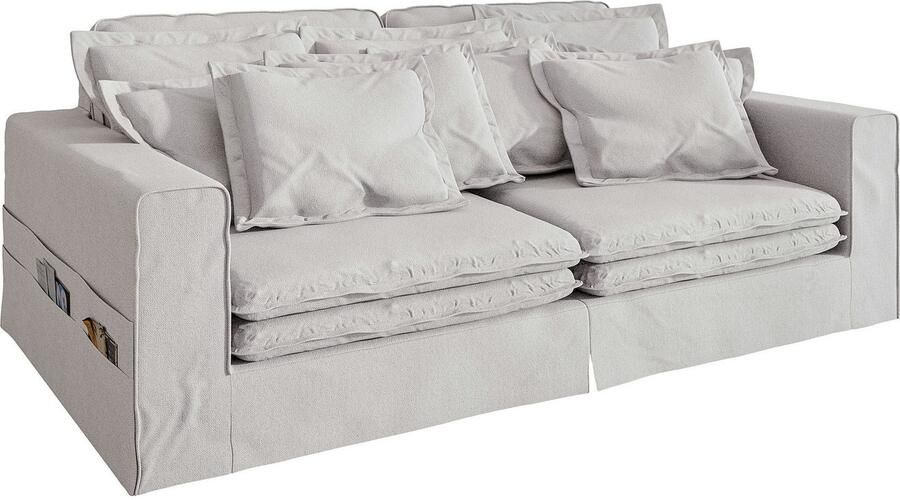 Home affaire 4-zitsbank ALISSAS met veel kussens biesjes aan de kussens Hoeslook met kleine zakken aan de zijkant voor opberging - Foto 3