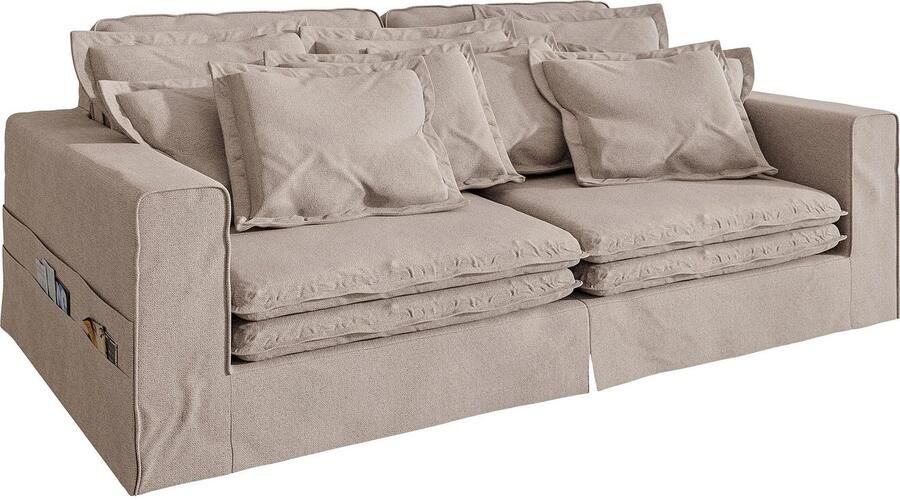 Home affaire 4-zitsbank ALISSAS met veel kussens biesjes aan de kussens Hoeslook met kleine zakken aan de zijkant voor opberging - Foto 3