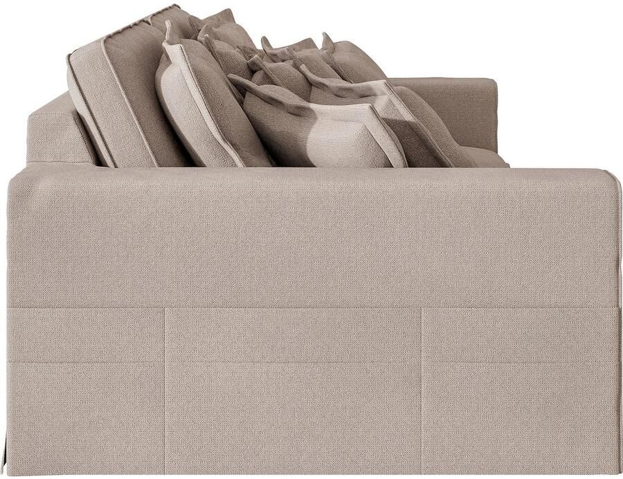 Home affaire 4-zitsbank ALISSAS met veel kussens biesjes aan de kussens Hoeslook met kleine zakken aan de zijkant voor opberging