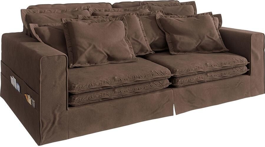 Home affaire 4-zitsbank ALISSAS met veel kussens biesjes aan de kussens Hoeslook met kleine zakken aan de zijkant voor opberging - Foto 3