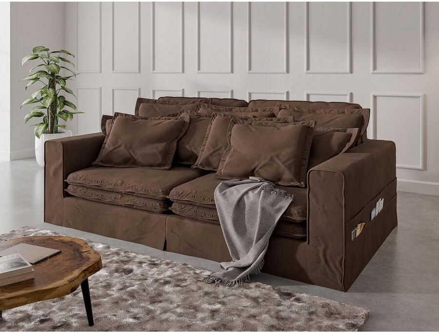 Home affaire 4-zitsbank ALISSAS met veel kussens biesjes aan de kussens Hoeslook met kleine zakken aan de zijkant voor opberging - Foto 2