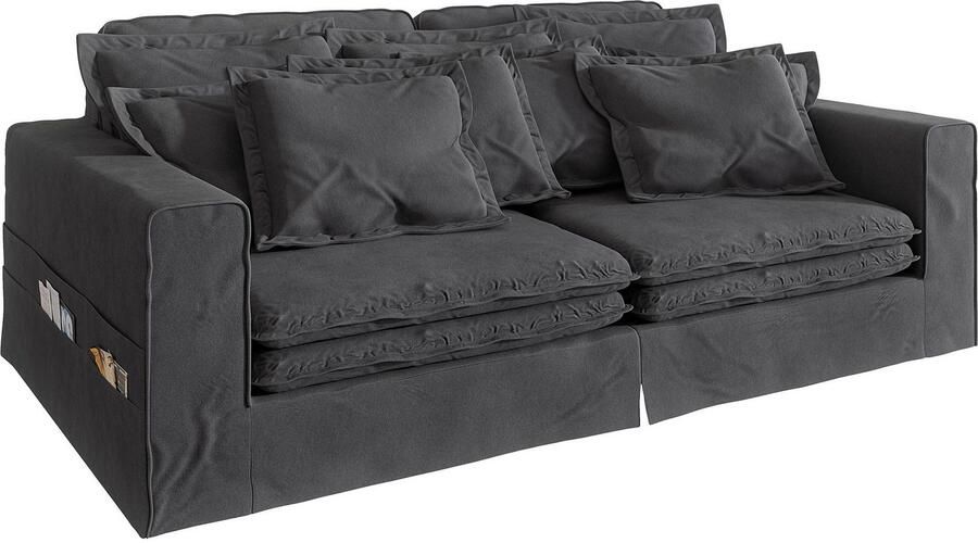 Home affaire 4-zitsbank ALISSAS met veel kussens biesjes aan de kussens Hoeslook met kleine zakken aan de zijkant voor opberging - Foto 3