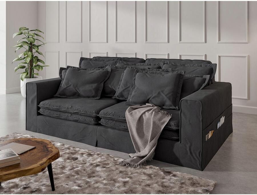 Home affaire 4-zitsbank ALISSAS met veel kussens biesjes aan de kussens Hoeslook met kleine zakken aan de zijkant voor opberging - Foto 2