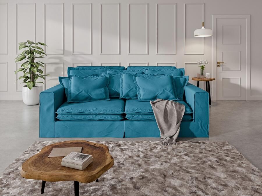 Home affaire 4-zitsbank ALISSAS met veel kussens biesjes aan de kussens Hoeslook met kleine zakken aan de zijkant voor opberging - Foto 6