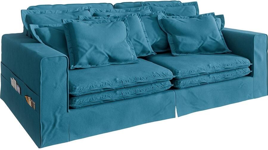 Home affaire 4-zitsbank ALISSAS met veel kussens biesjes aan de kussens Hoeslook met kleine zakken aan de zijkant voor opberging - Foto 3