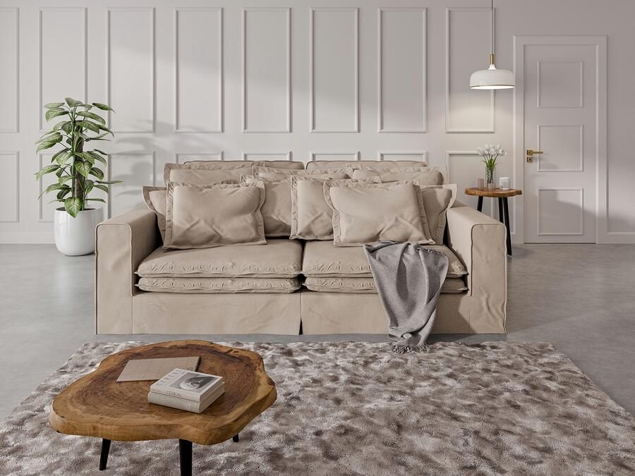 Home affaire 4-zitsbank ALISSAS met veel kussens biesjes aan de kussens Hoeslook met kleine zakken aan de zijkant voor opberging - Foto 6