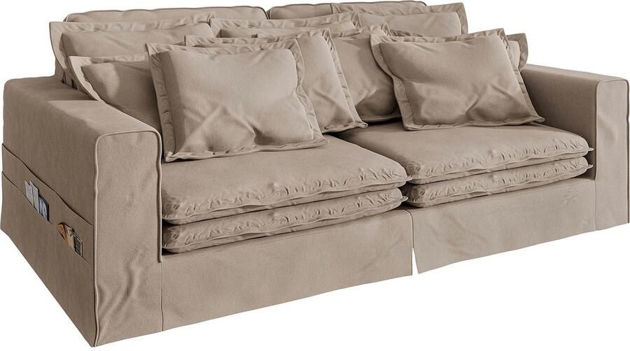 Home affaire 4-zitsbank ALISSAS met veel kussens biesjes aan de kussens Hoeslook met kleine zakken aan de zijkant voor opberging - Foto 3