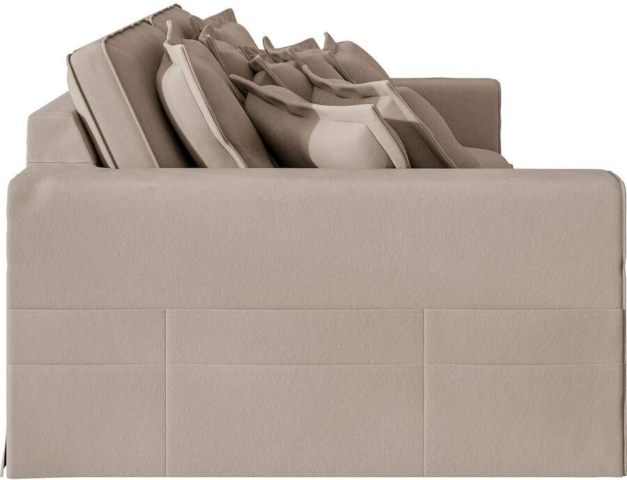 Home affaire 4-zitsbank ALISSAS met veel kussens biesjes aan de kussens Hoeslook met kleine zakken aan de zijkant voor opberging