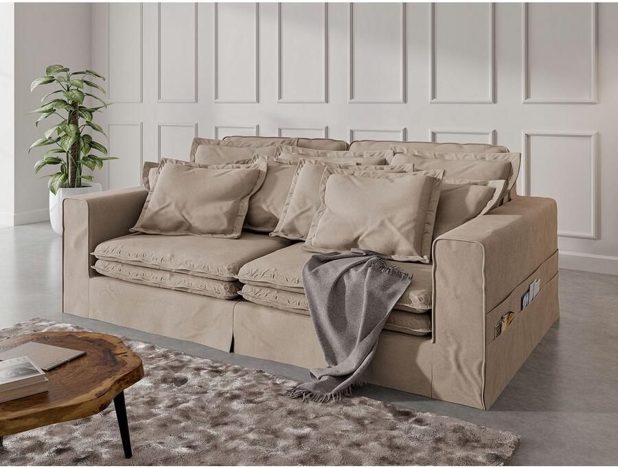 Home affaire 4-zitsbank ALISSAS met veel kussens biesjes aan de kussens Hoeslook met kleine zakken aan de zijkant voor opberging - Foto 2