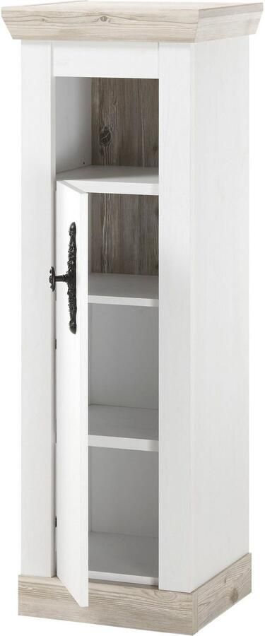 Home affaire Badkamerserie Florenz badkamer in landhuisstijl 4-delig badkamer Hangwastafel kast wandplank en spiegel in grenen wit (4-delig) - Foto 14