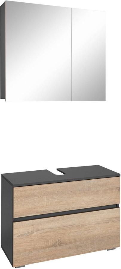 Home affaire Badmeubelset Wisla Spiegelschrank WBU met sifonaansluiting en push-to-open breedte 80 cm (set 2 stuks) - Foto 9