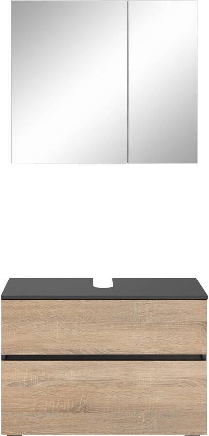 Home affaire Badmeubelset Wisla Spiegelschrank WBU met sifonaansluiting en push-to-open breedte 80 cm (set 2 stuks) - Foto 7
