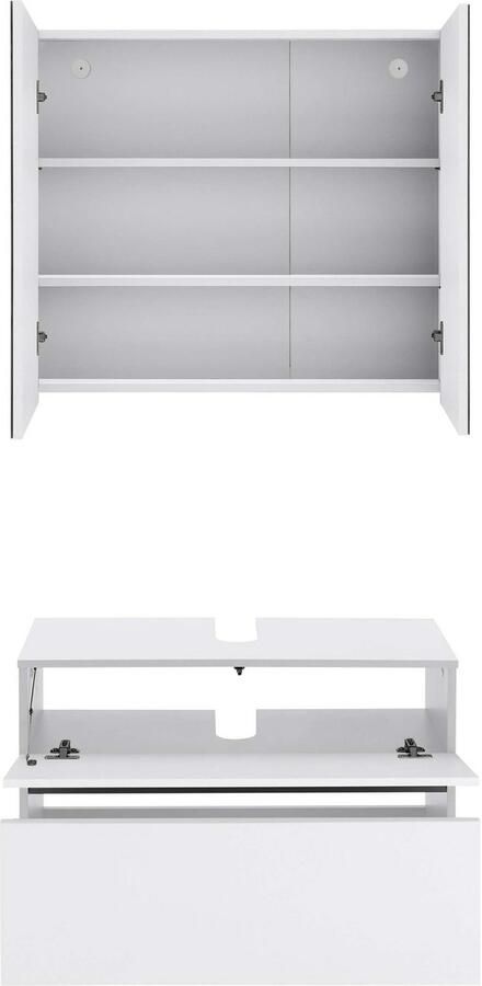Home affaire Badmeubelset Wisla Spiegelschrank WBU met sifonaansluiting en push-to-open breedte 80 cm (set 2 stuks) - Foto 6
