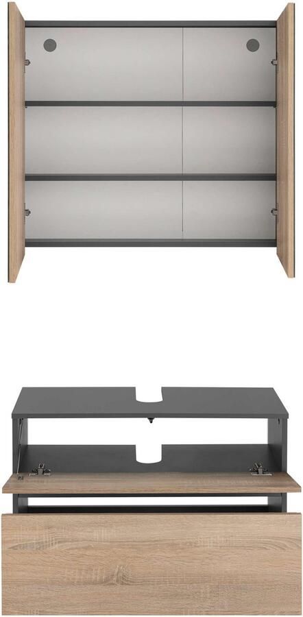 Home affaire Badmeubelset Wisla Spiegelschrank WBU met sifonaansluiting en push-to-open breedte 80 cm (set 2 stuks) - Foto 6