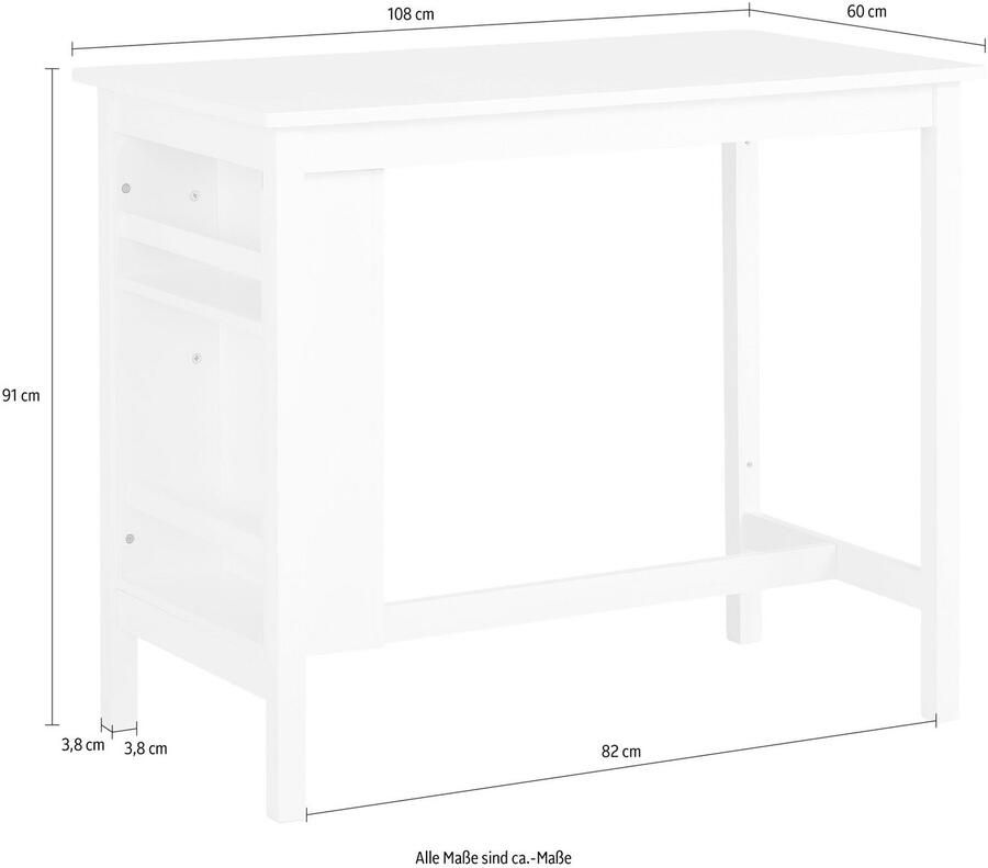 Home affaire Bartafel Torpedo TOPSELLER! Frame van massief grenen tafelblad en plank MDF keukentafel