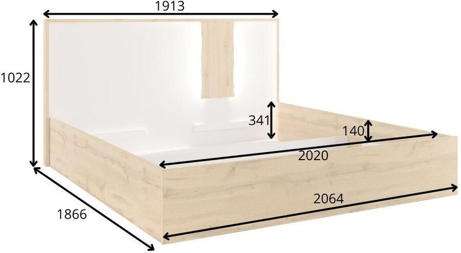 Home affaire Bed Fabella zonder matras (slaapoppervlak 180x200 cm) Bed met opbergruimte en LED-verlichting BxDxH 191 3x206 4x102 2 cm - Foto 5