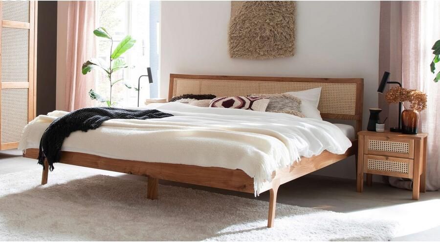 Andas Bed Hällevik tweepersoonsbed massief houten bed OTTOs Choice gezellige stijl massief fsc -gecertificeerd eikenhout geolied hoofdeinde met weens vlechtwerk - Foto 9