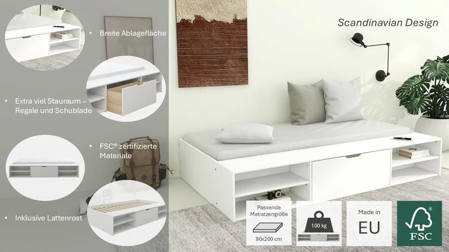 Home affaire Bed Magdala van mdf breedte ligoppervlak 140 cm opbergbox optioneel - Foto 3