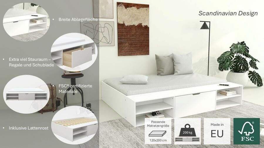 Home affaire Bed Magdala van mdf breedte ligoppervlak 140 cm opbergbox optioneel - Foto 4