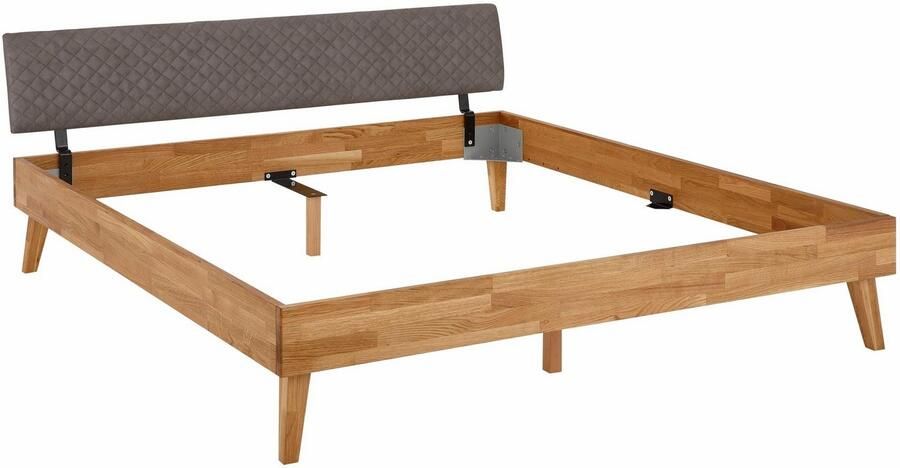 Home affaire Bed Natali van massief eiken bekleed hoofdbord overtrokken met kunstleer - Foto 2