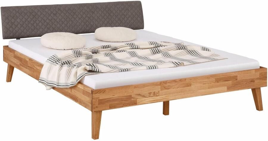 Home affaire Bed Natali van massief eiken bekleed hoofdbord overtrokken met kunstleer - Foto 4