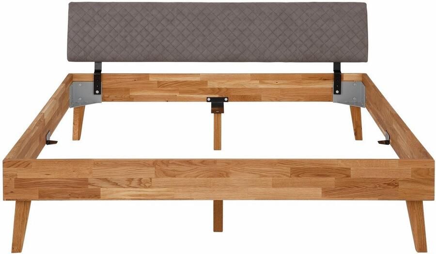 Home affaire Bed Natali van massief eiken bekleed hoofdbord overtrokken met kunstleer - Foto 3