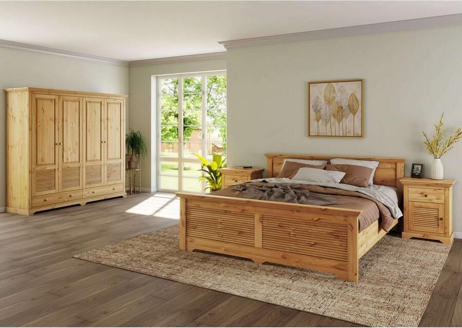 Home affaire Nachtkastje Rauna landhuisstijl elegant design met lamellen en kassetten 2 kleuren - Foto 2