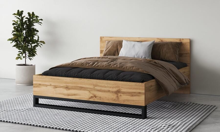 Home affaire Bedframe Bronne Made in Europe industriële stijl modern en tijdloos met slede in metaallook fsc-gecertificeerd keuze uit 3 breedtes - Foto 4