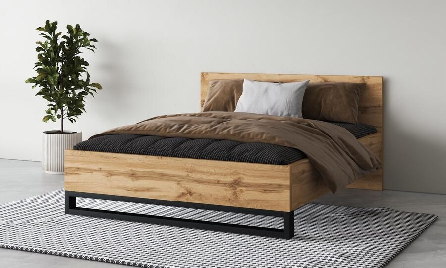 Home affaire Bedframe Bronne Made in Europe industriële stijl modern en tijdloos met slede in metaallook fsc-gecertificeerd keuze uit 3 breedtes - Foto 4