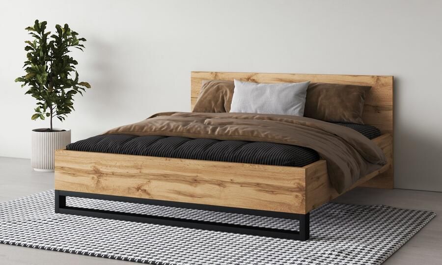 Home affaire Bedframe Bronne Made in Europe industriële stijl modern en tijdloos met slede in metaallook fsc-gecertificeerd keuze uit 3 breedtes - Foto 4