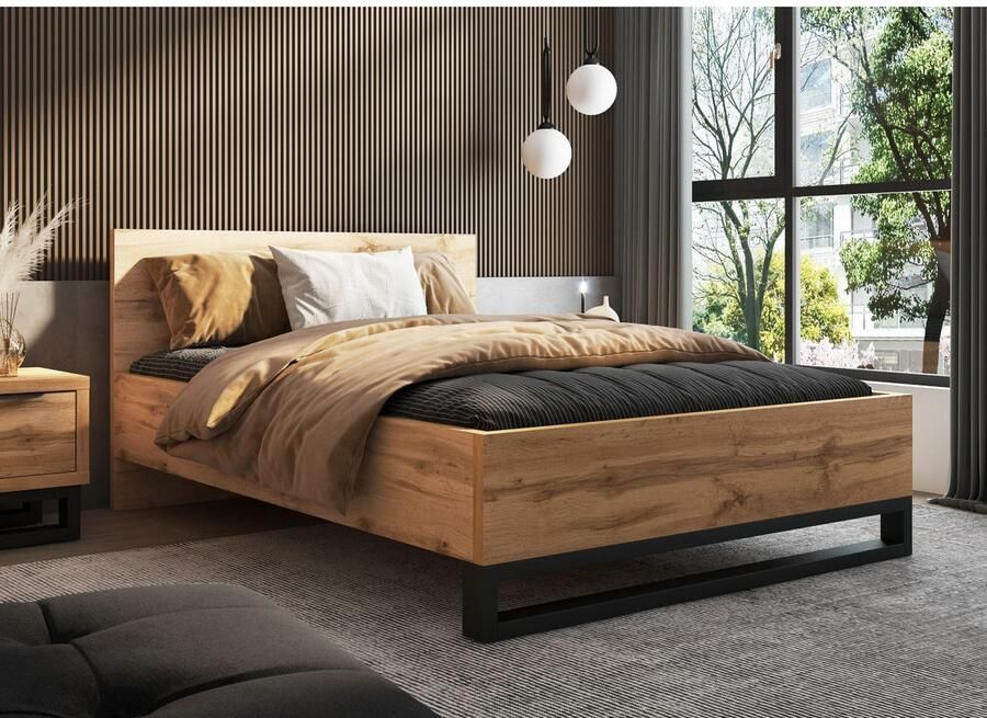 Home affaire Bedframe Bronne Made in Europe industriële stijl modern en tijdloos met slede in metaallook fsc-gecertificeerd keuze uit 3 breedtes