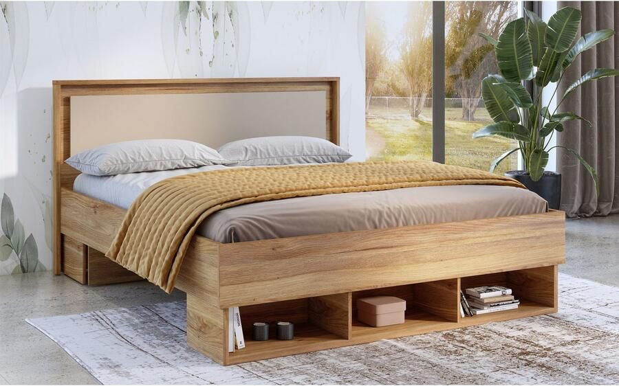Home affaire Bedframe Wharton 140 160 of 180cm breedte Made in Europe Tweepersoonsbed met open planken FSC-gecertificeerd houtmateriaal