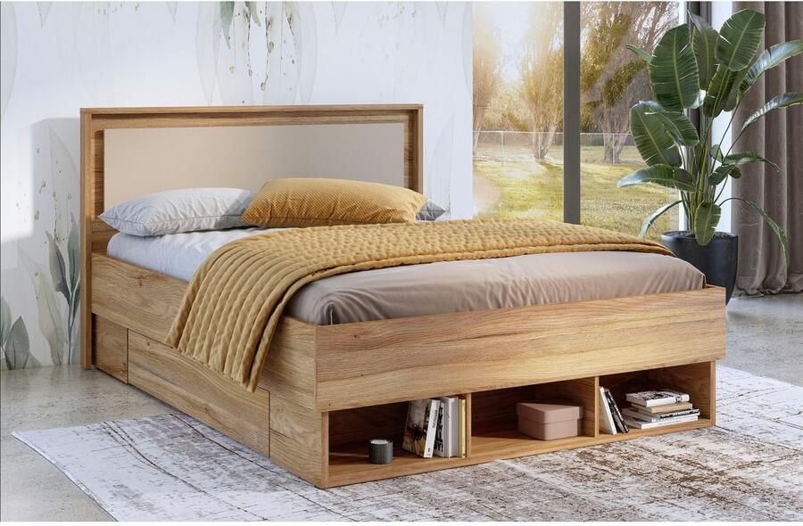 Home affaire Bedframe Wharton 140 160 of 180cm breedte Made in Europe Tweepersoonsbed met open planken FSC-gecertificeerd houtmateriaal
