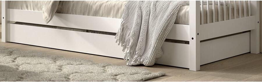 Home affaire Bedlade Forrest 90 190 in gedeeltelijk massief beukenhout wit gelakt decor vloerplaten